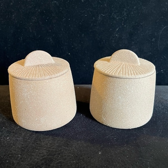 Citrine Canyon Collection Pottery Spice Jar Set of 2 w/ lids by Magenta - Picture 2 of 7